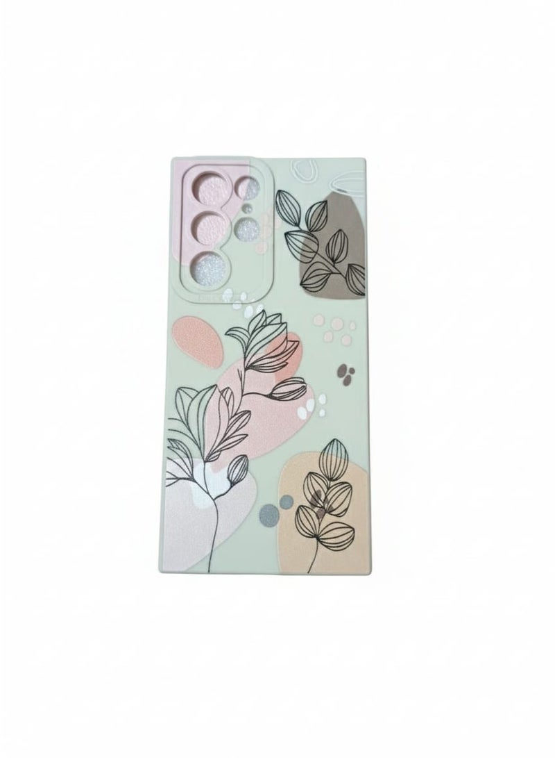 لحافظة Samsung Galaxy S22 Ultra تصميم إبداعي بنمط زهور رفيع وناعم من السيليكون لحماية غطاء Galaxy S22 Ultra - أبيض موراندي - Image 1